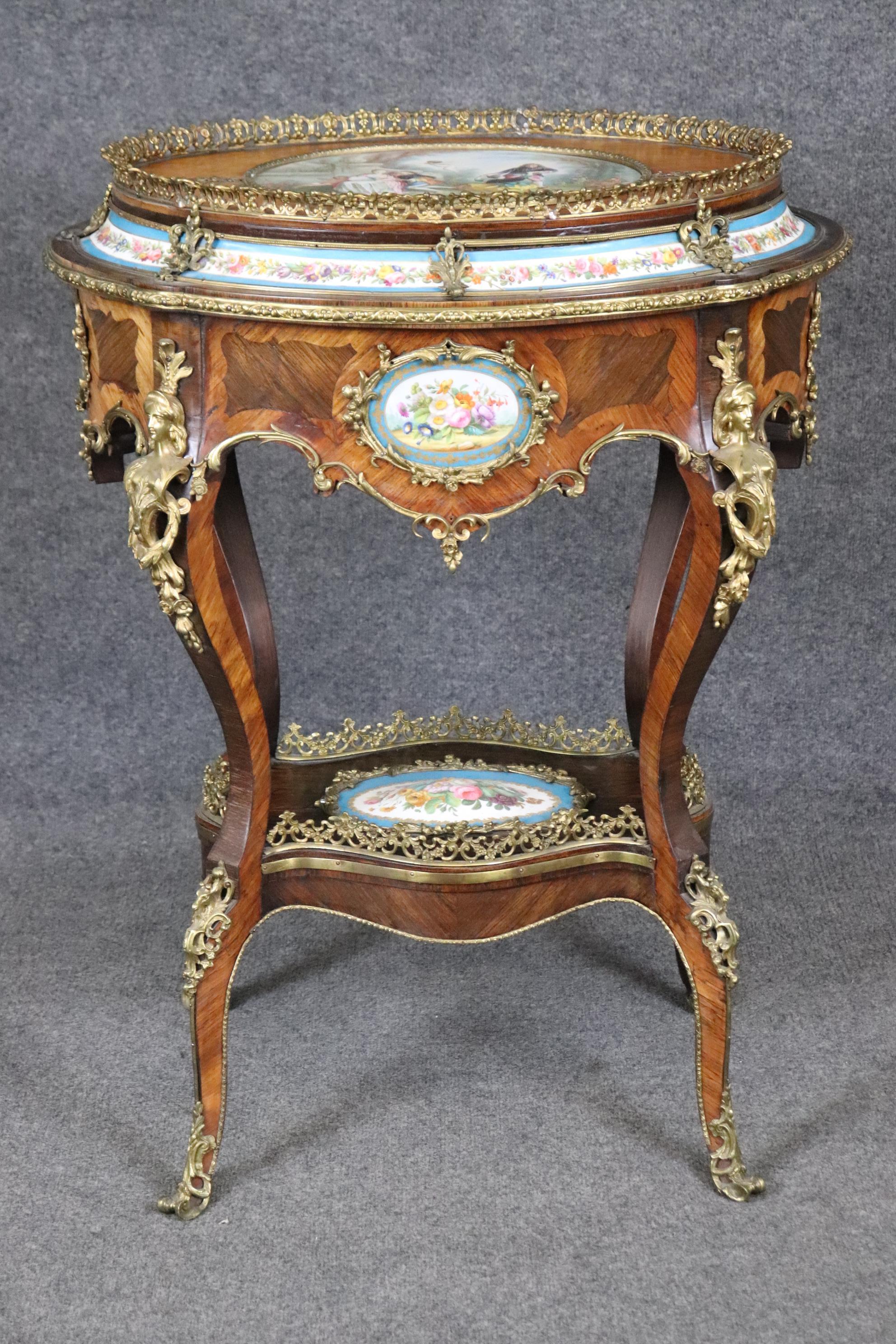 Sevres Style Figural Scenery Plaques Napolean III Style Bronze Mounted Table For Sale 3