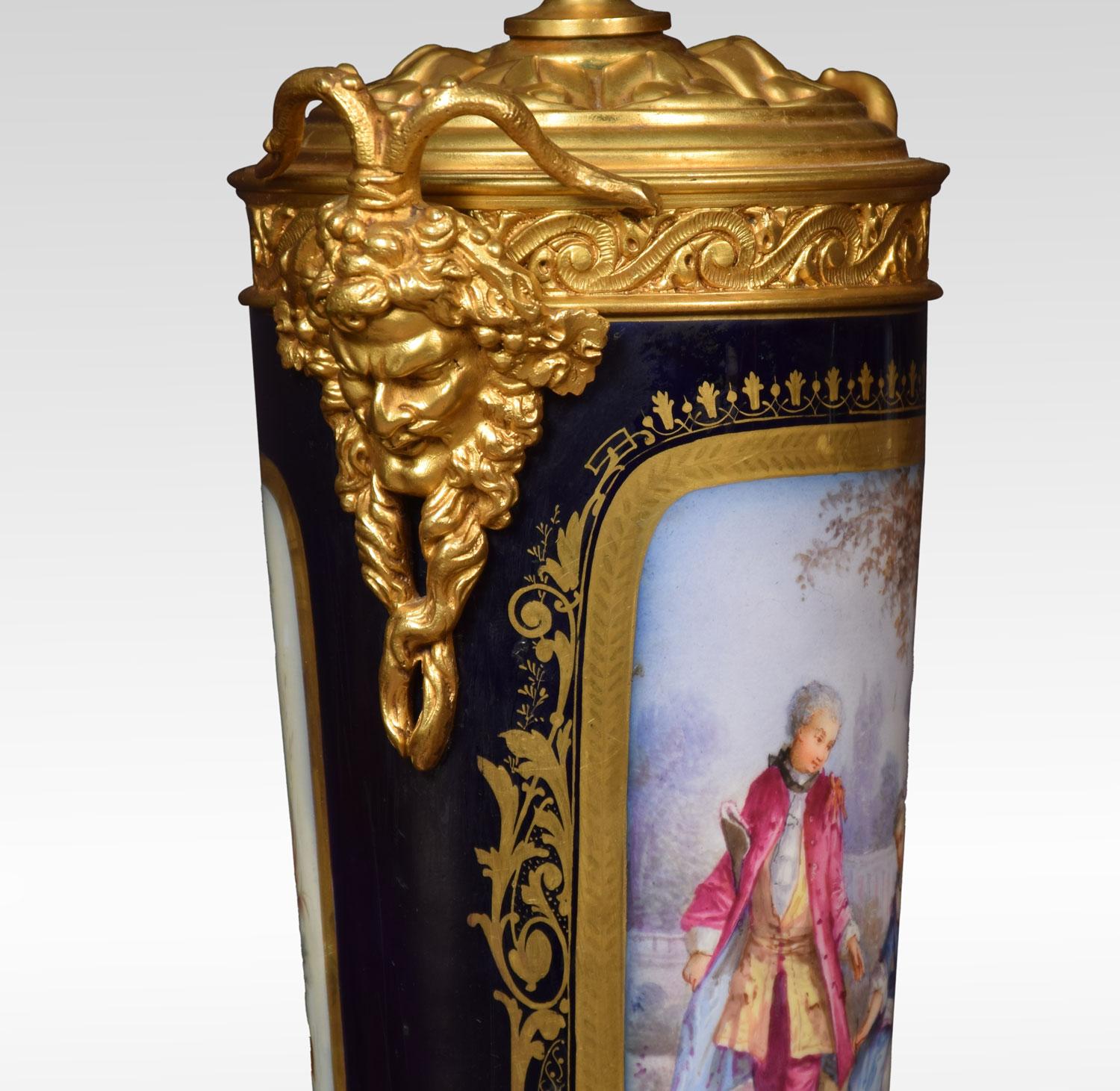 Sevres Style French Porcelain and Ormolu Table Lamp 3