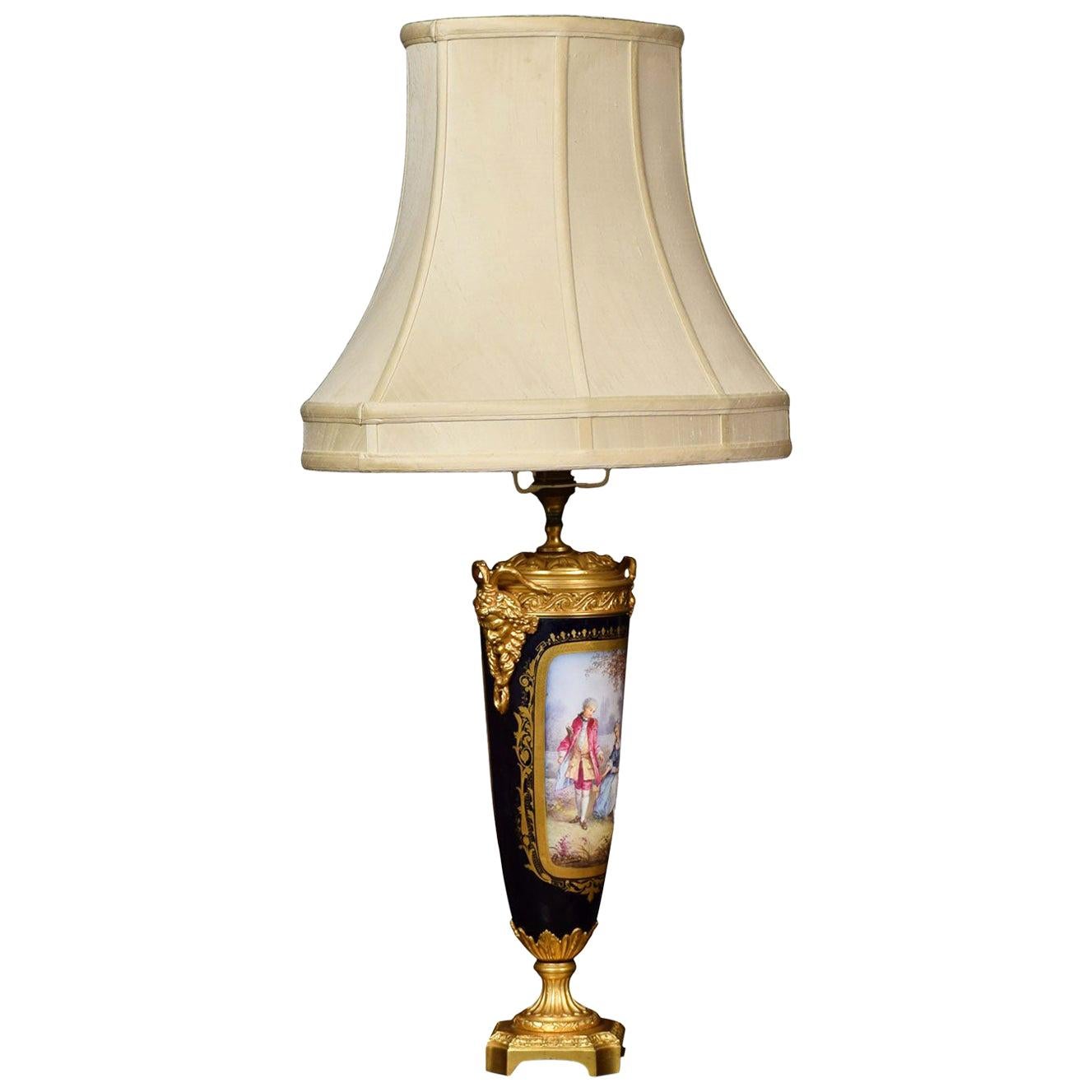 Sevres Style French Porcelain and Ormolu Table Lamp