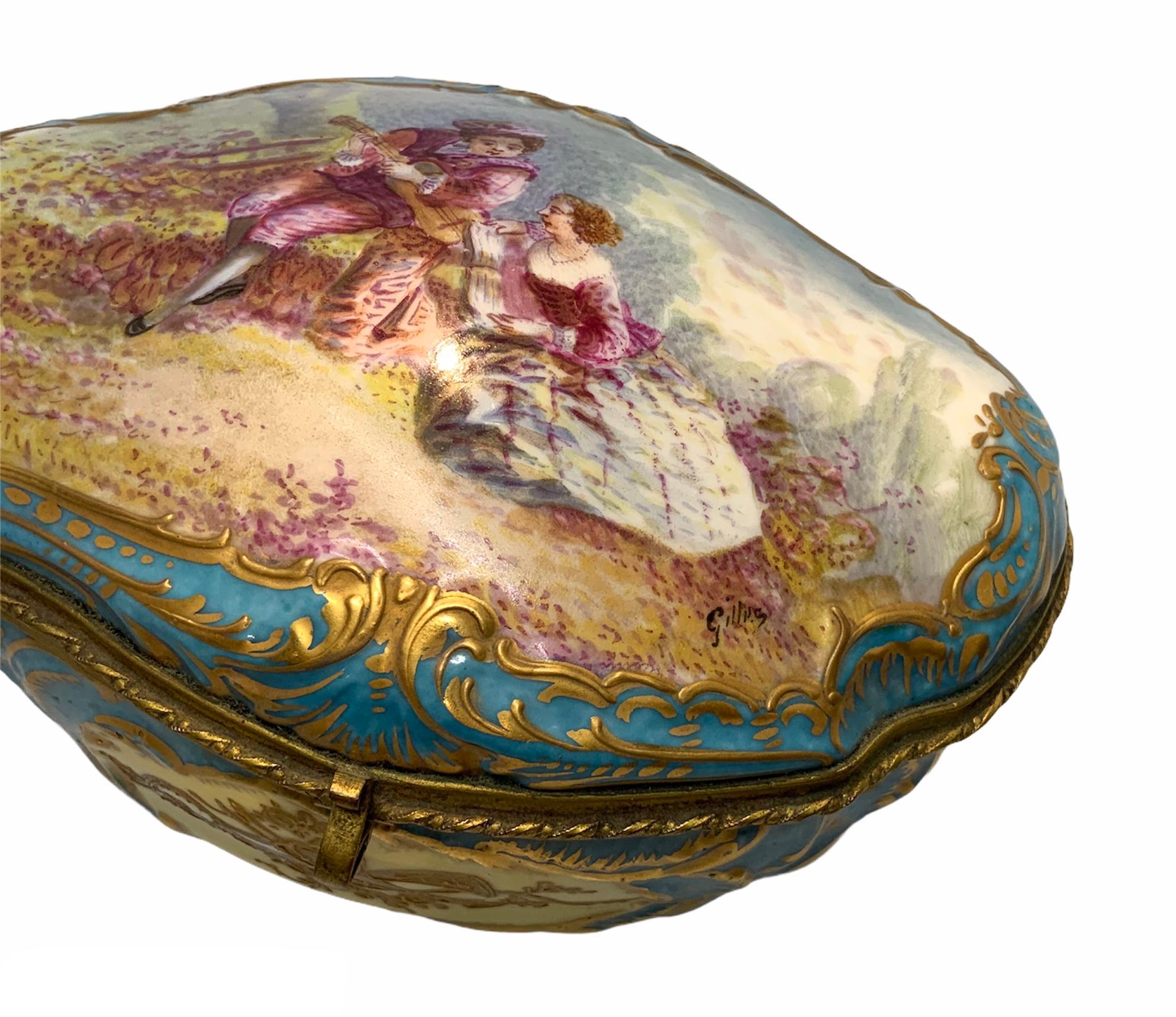 Rococo Sevres Style French Porcelain Trinket Box