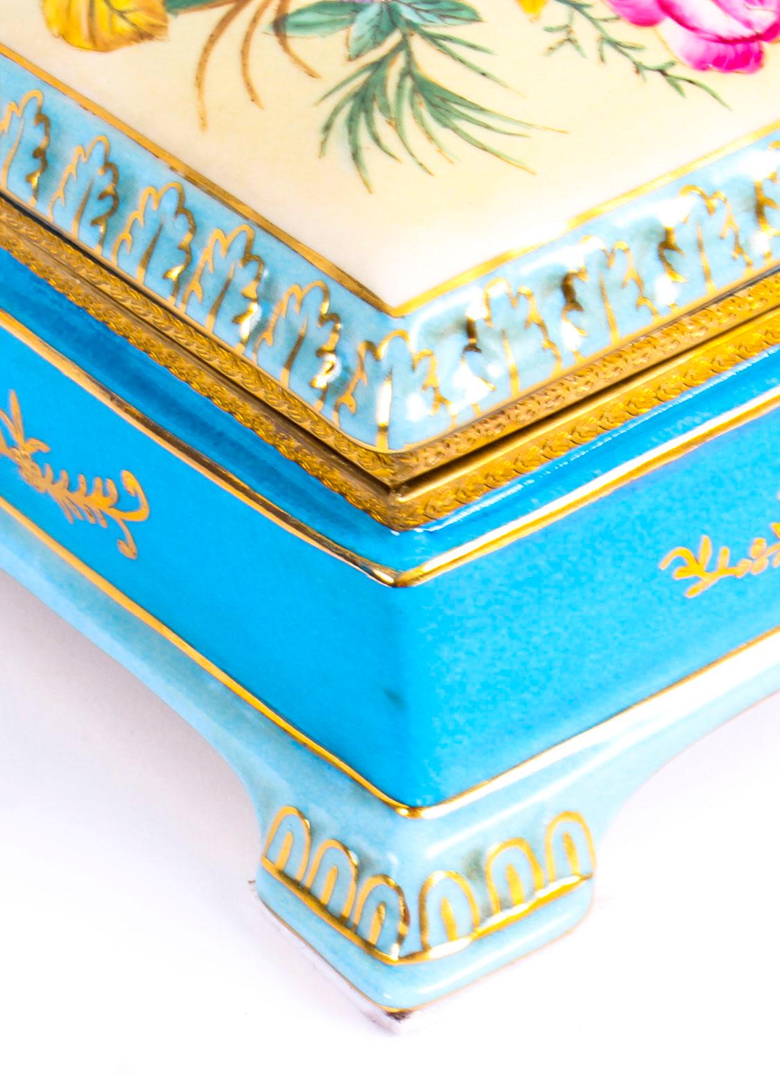 Sevres Style Gilded Celeste Light Blue Porcelain Jewellery Casket Late 20th C 1