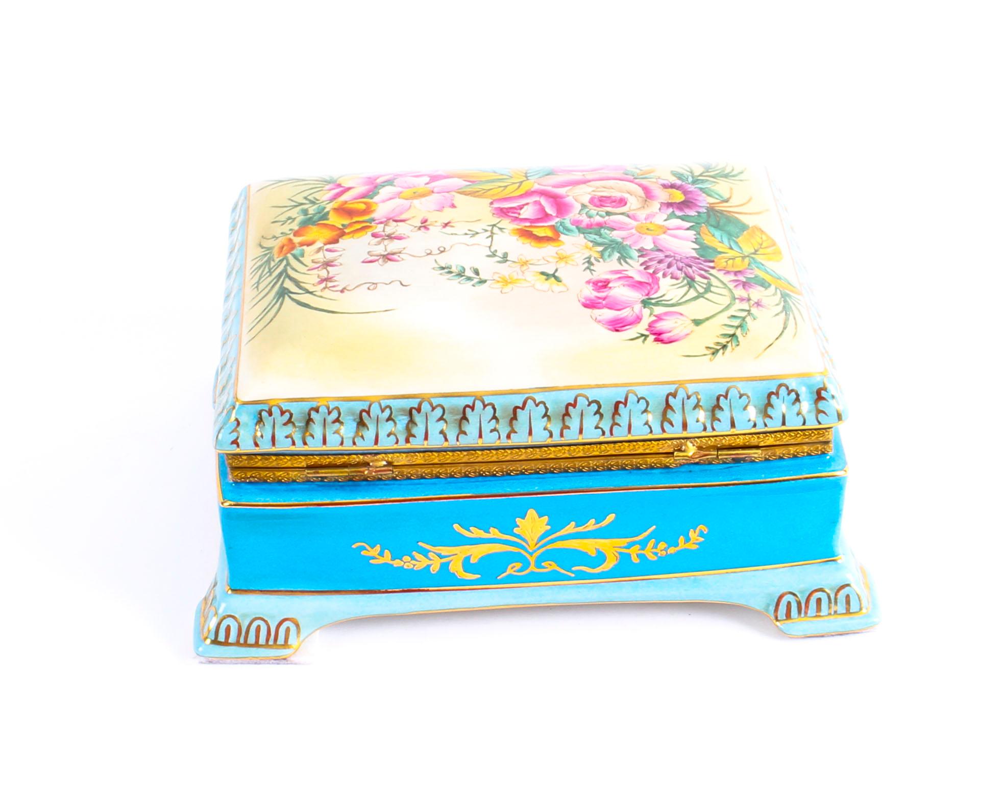 Sevres Style Gilded Celeste Light Blue Porcelain Jewellery Casket Late 20th C 4