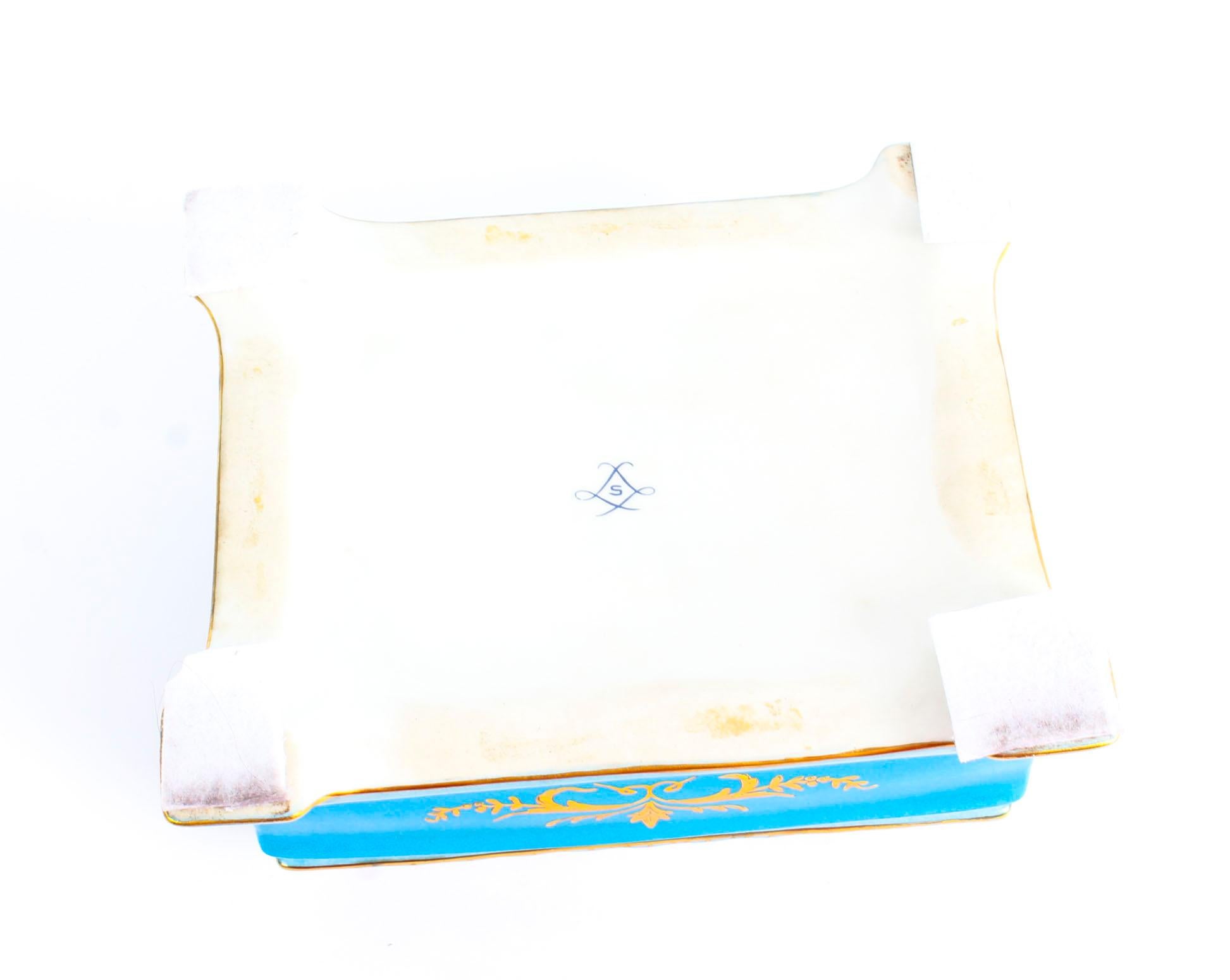 Sevres Style Gilded Celeste Light Blue Porcelain Jewellery Casket Late 20th C 5