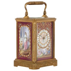 Sèvres Style Gilt Bronze and Porcelain Carriage Clock