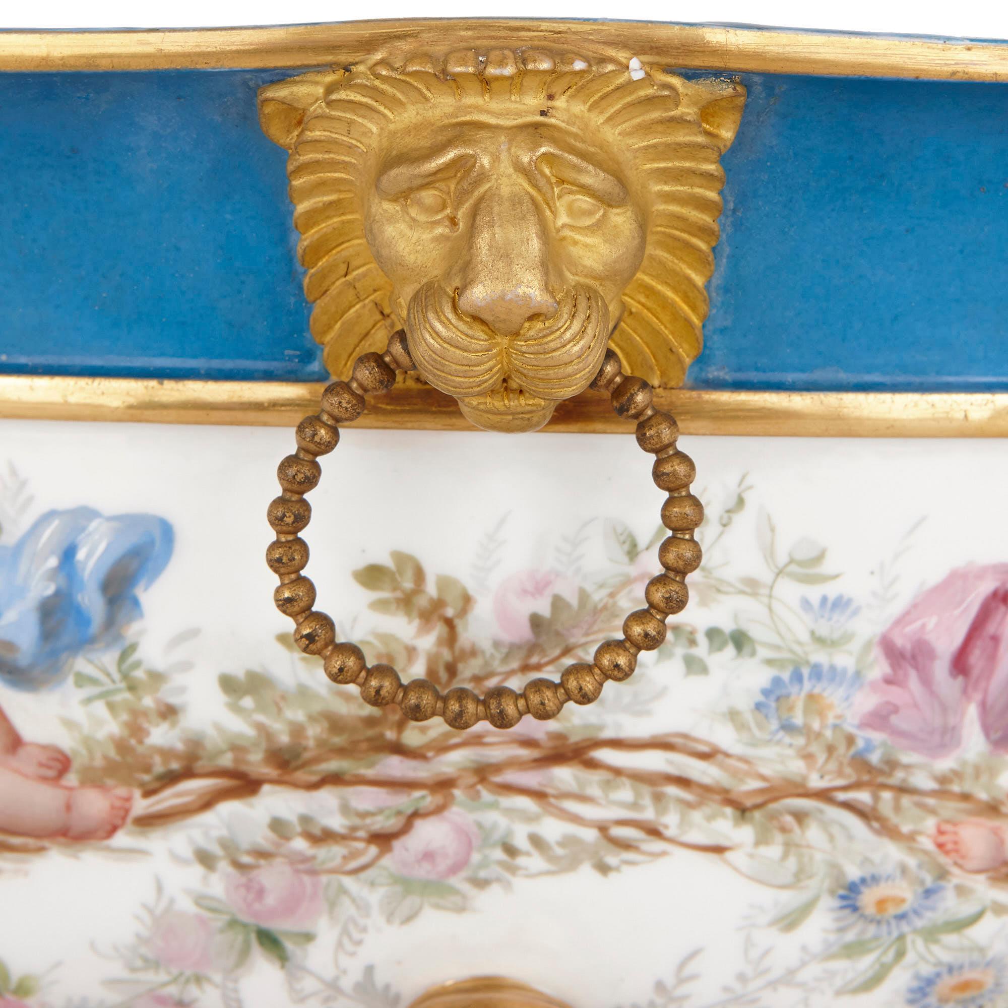 Gilt 19th Century Sèvres style porcelain centrepiece
