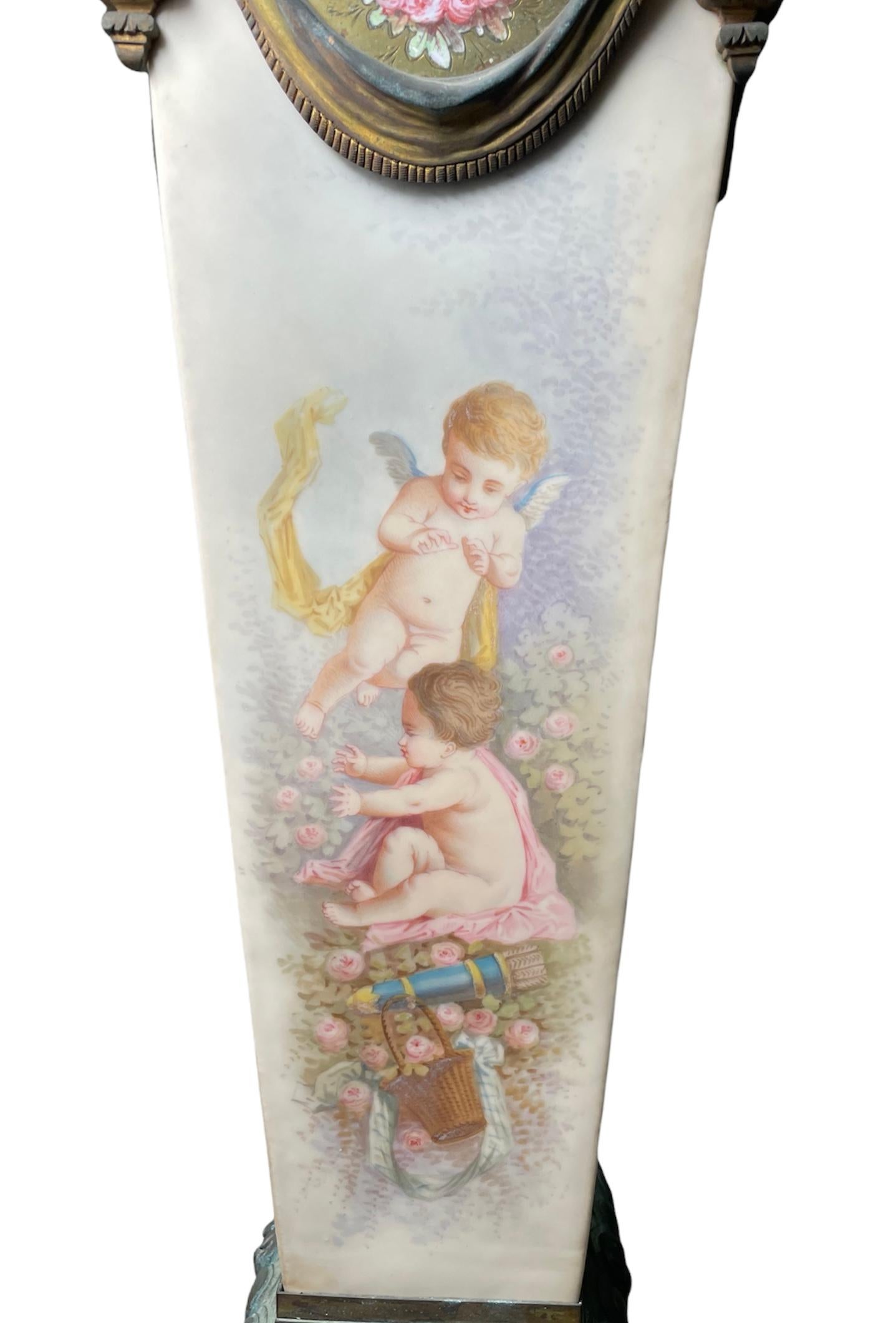 Sevres Style Hand Painted Porcelain Bronze and Mounted Onyx Pedestal For Sale 1