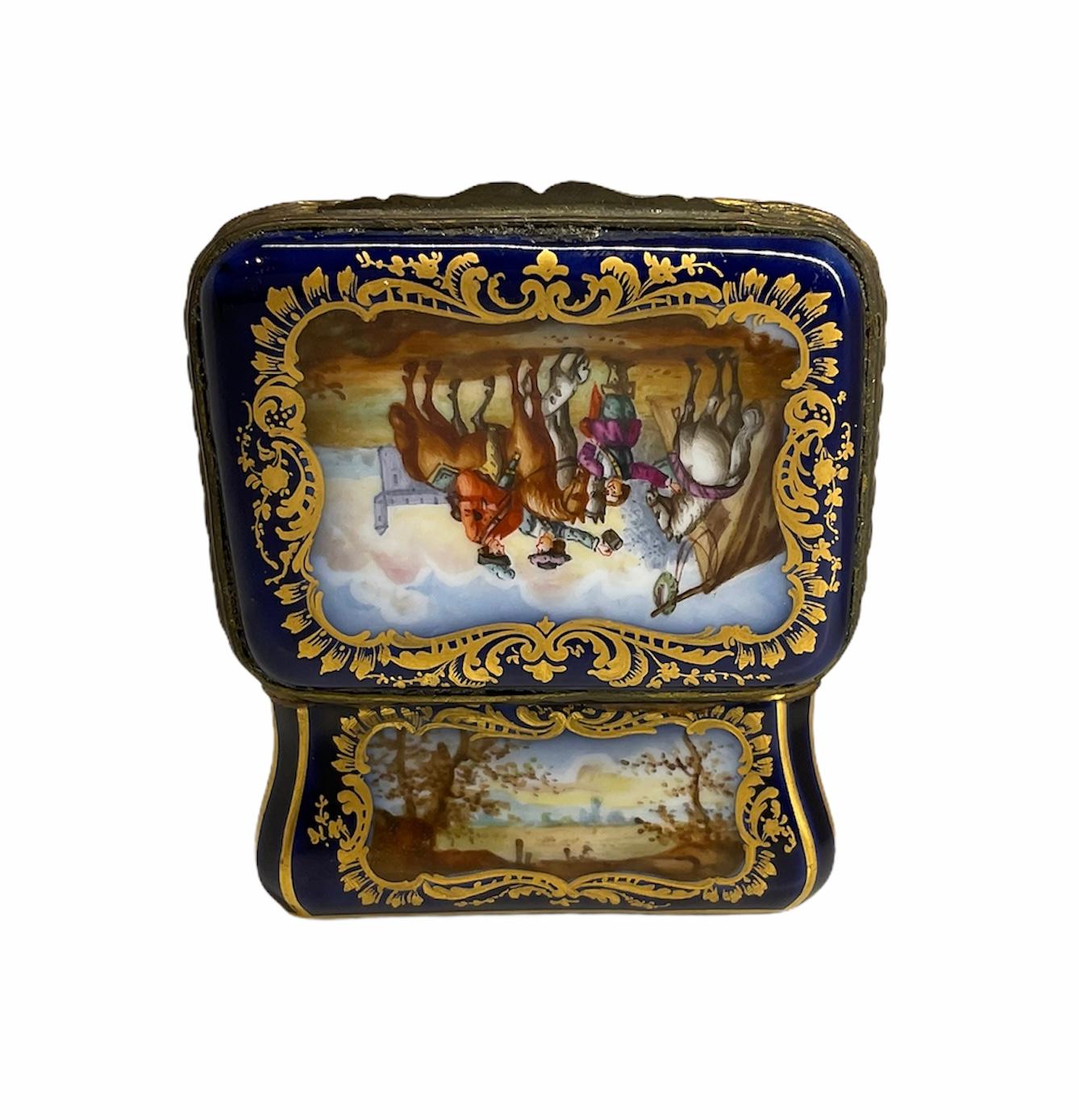 Hand-Painted Sevres Style Hand Painted Porcelain Small Box
