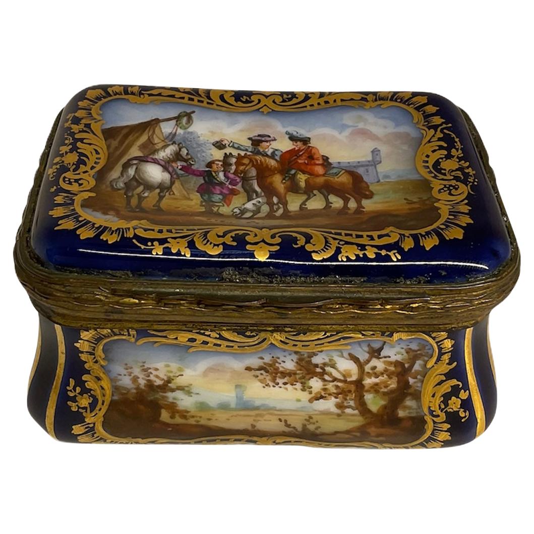 Sevres Style Hand Painted Porcelain Small Box