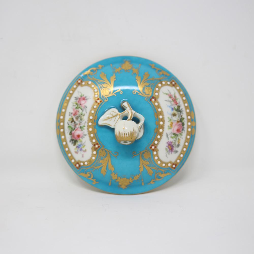 Sevres Style Jewelled Chocolate Cup & Saucer 19th Century 12