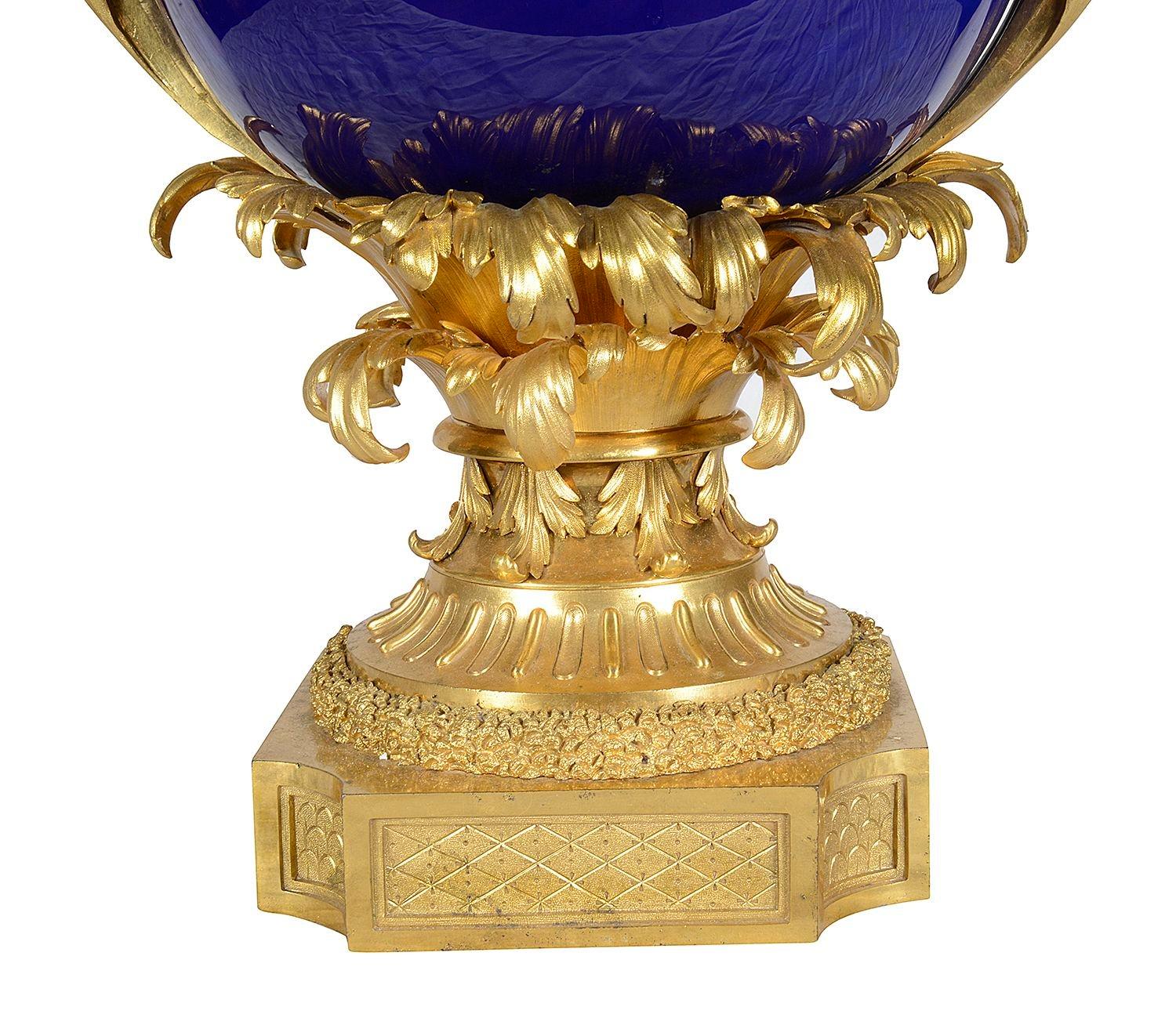 Gilt Sevres style ormolu lamp, 19th Century. For Sale