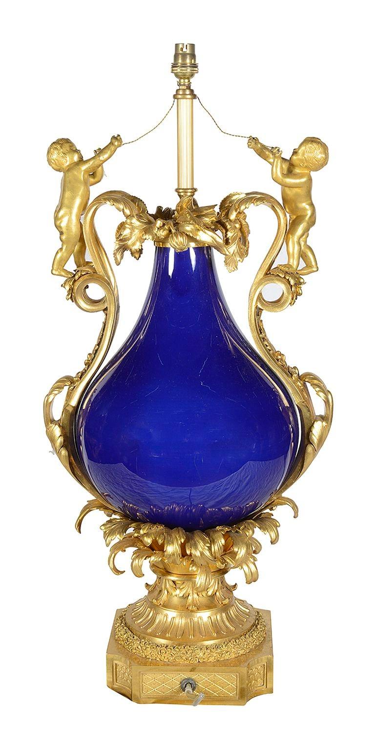 Sevres style ormolu lamp, 19th Century. For Sale 2