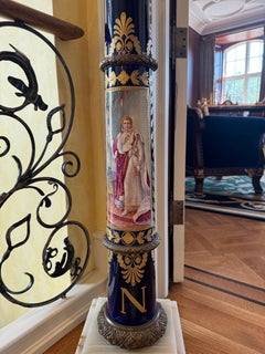 Sevres Style Painted Blue de Roi Porcelain Pedestal