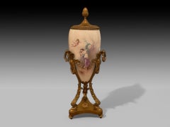 Sevres Style, Porcelain, Bronze, Urn with Allegory Scene of Nude Woman, 1930s