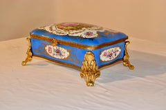 Sevres Style Porcelain Footed Dresser Box, circa 1920