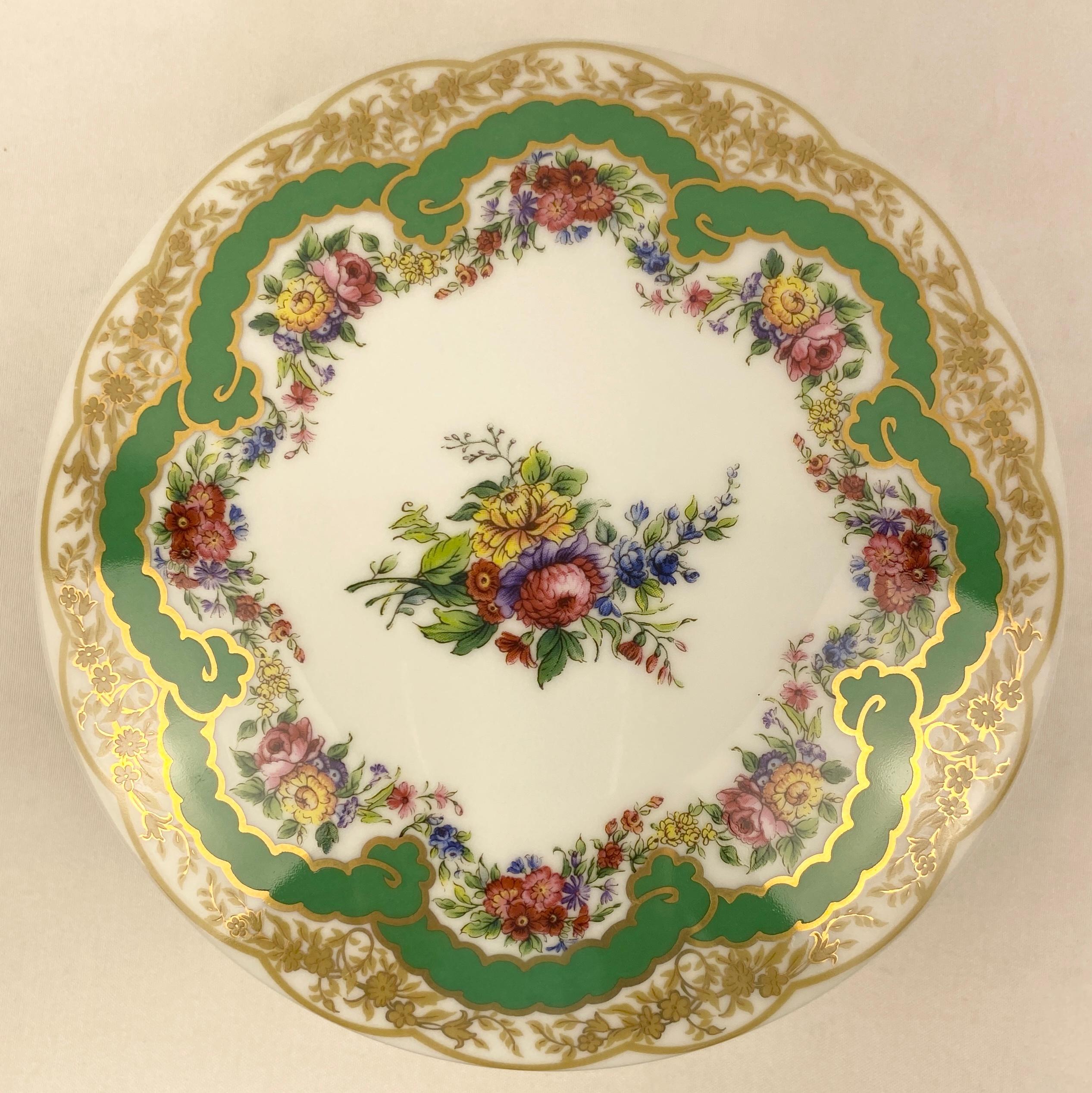 A fine quality porcelain lidded candy dish or jewelry box inspired in the manner of 19th Century Sevres designs.

This fine quality and beautiful porcelain lidded candy dish or jewelry box is hand-crafted and hand-painted using the finest quality