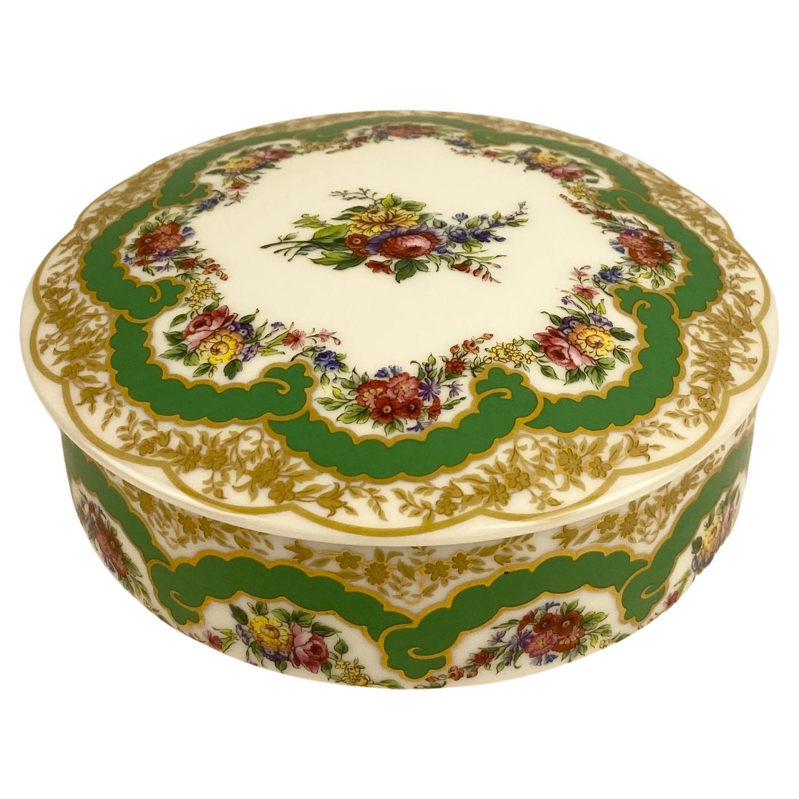 Sevres Style Porcelain Lidded Candy Dish or Jewelry Box For Sale