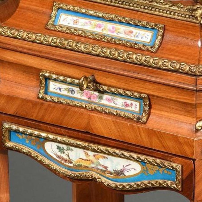 French Sèvres Style Porcelain Mounted Jewellery Box on Stand Attributed to Giroux For Sale