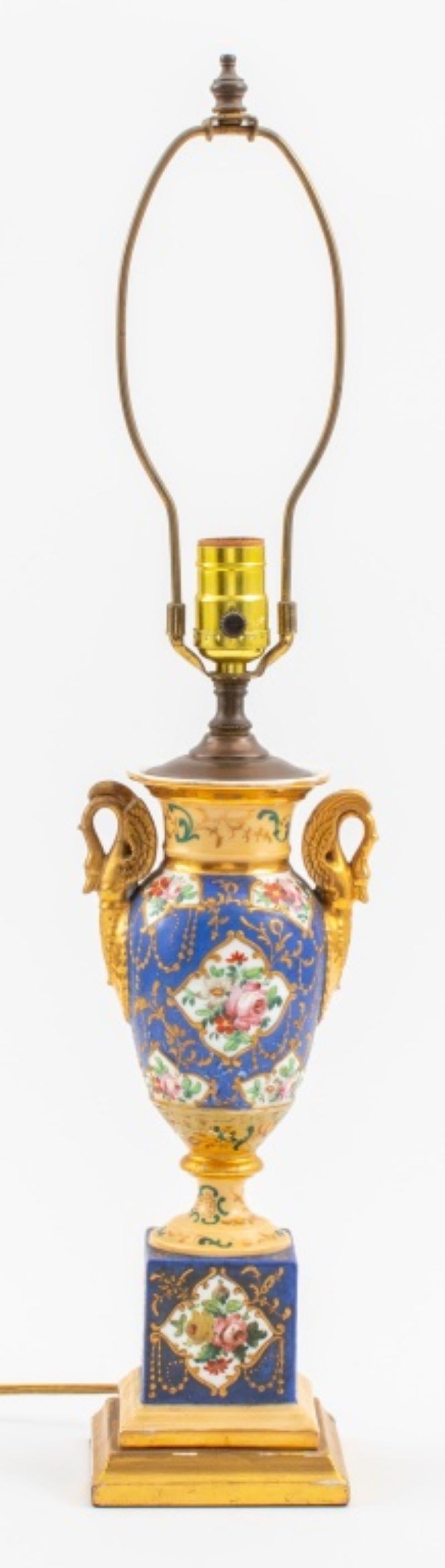 Sevres Style Porcelain Urns Mounted as Lamps, Pair In Good Condition For Sale In New York, NY