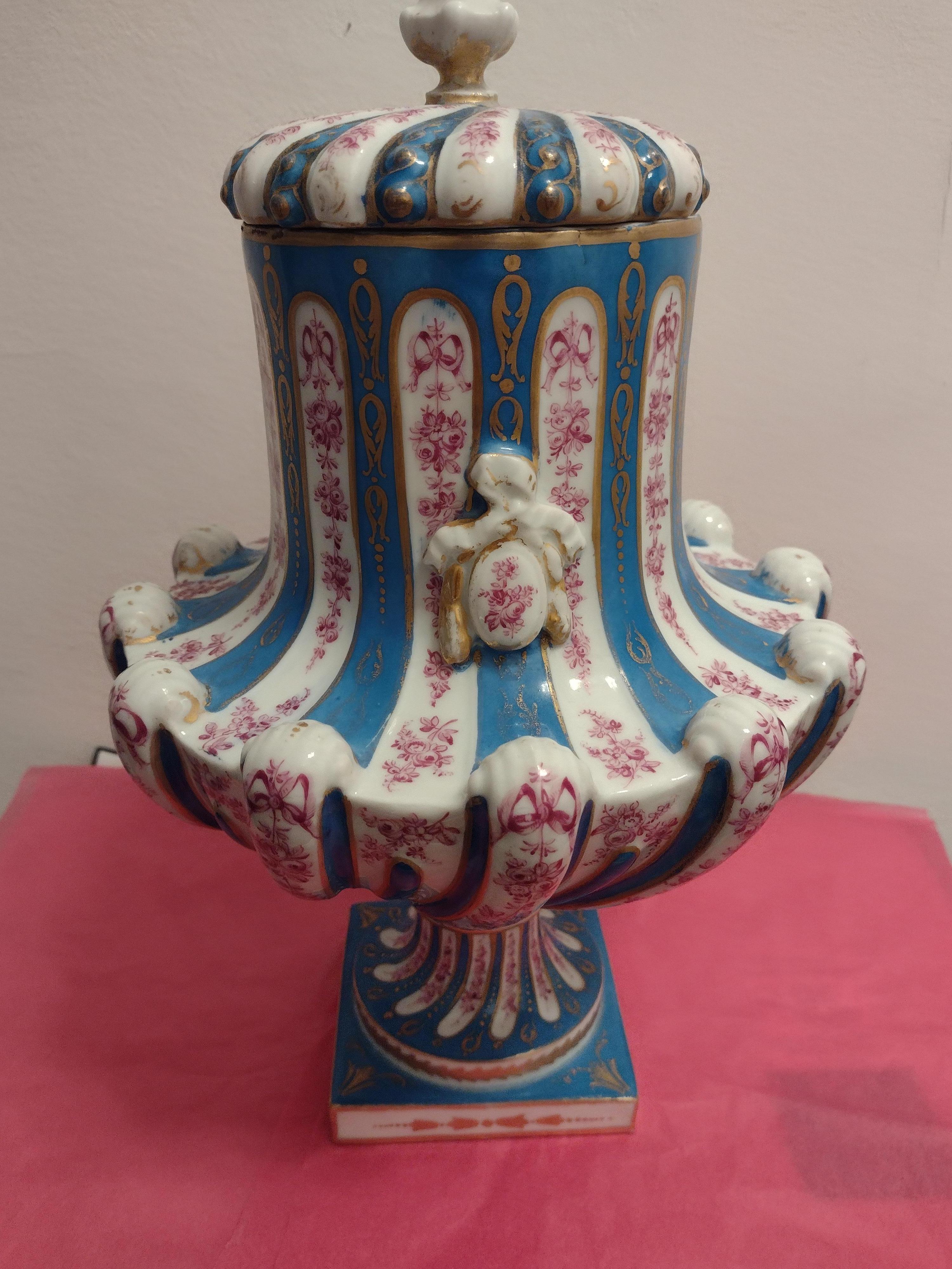 Rococo Sevres style Porcelain Vase, France Early 20th Century  For Sale