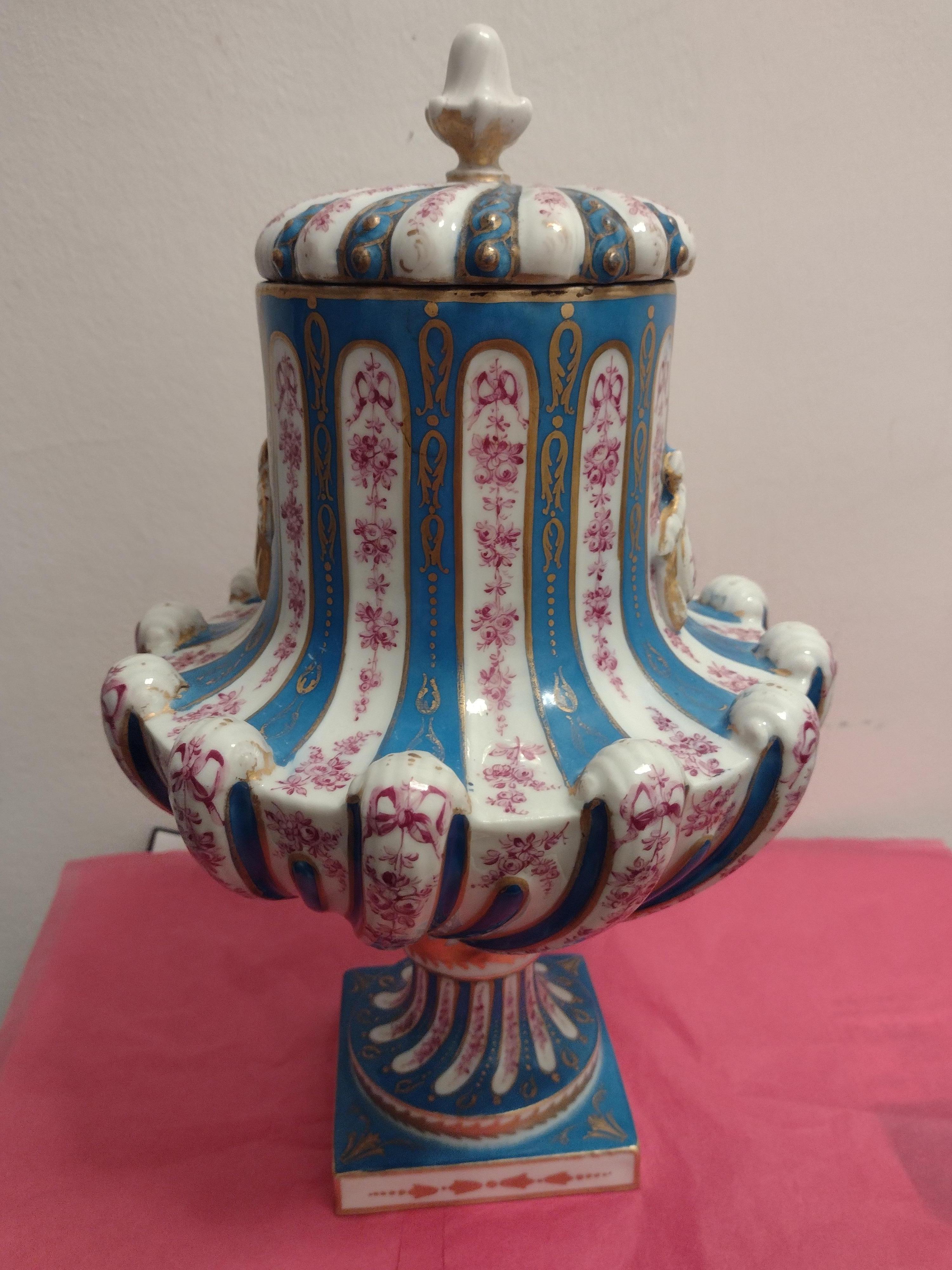 French Sevres style Porcelain Vase, France Early 20th Century  For Sale