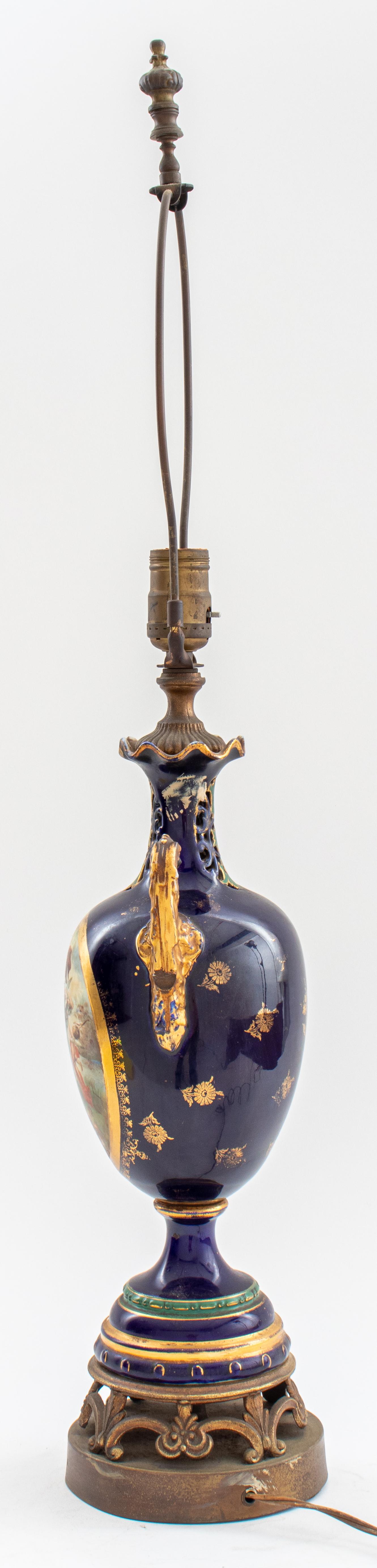 Porcelain Sevres Style Vase Mounted as a Lamp