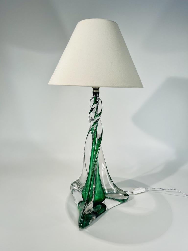 France table lamp in handmade glass attributed to Sevres circa 1950