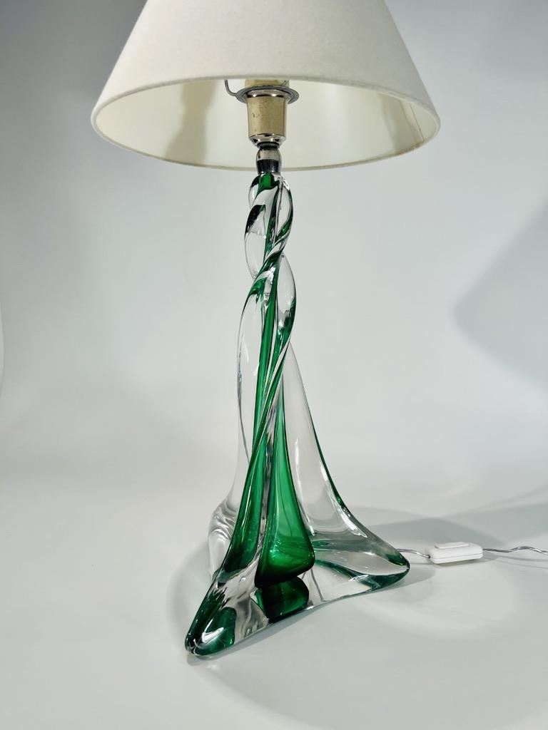 International Style Sevres table lamp in handmade glass circa 1950 For Sale