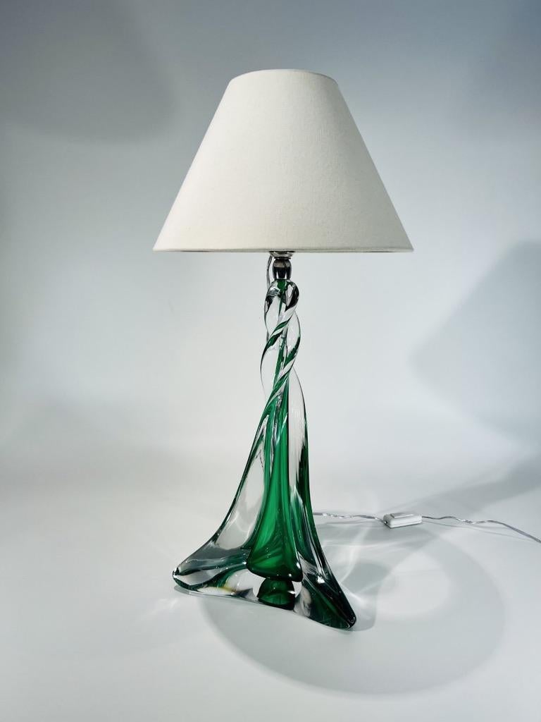 Sevres table lamp in handmade glass circa 1950 In Excellent Condition For Sale In Rio De Janeiro, RJ