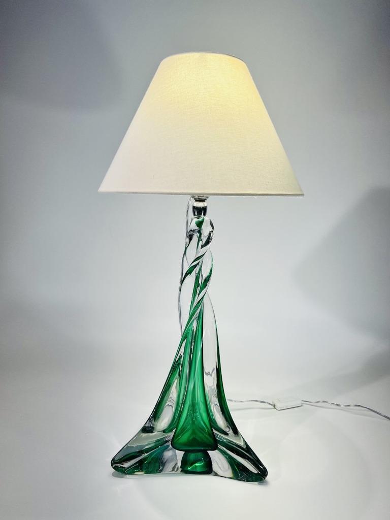 Mid-20th Century Sevres table lamp in handmade glass circa 1950 For Sale