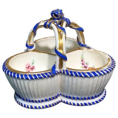 Antique Sèvres Triple Salt, Basket Form with Flowers, circa 1775