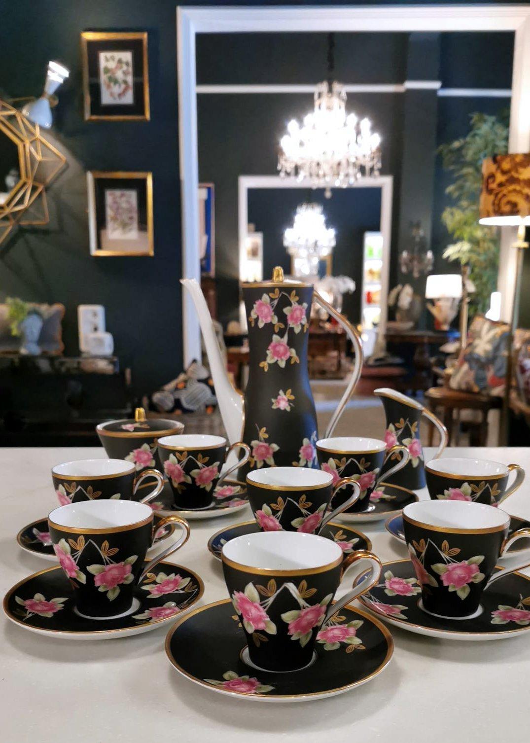 Sevres-Vincennes Vintage French Porcelain Coffee Set For Sale 5