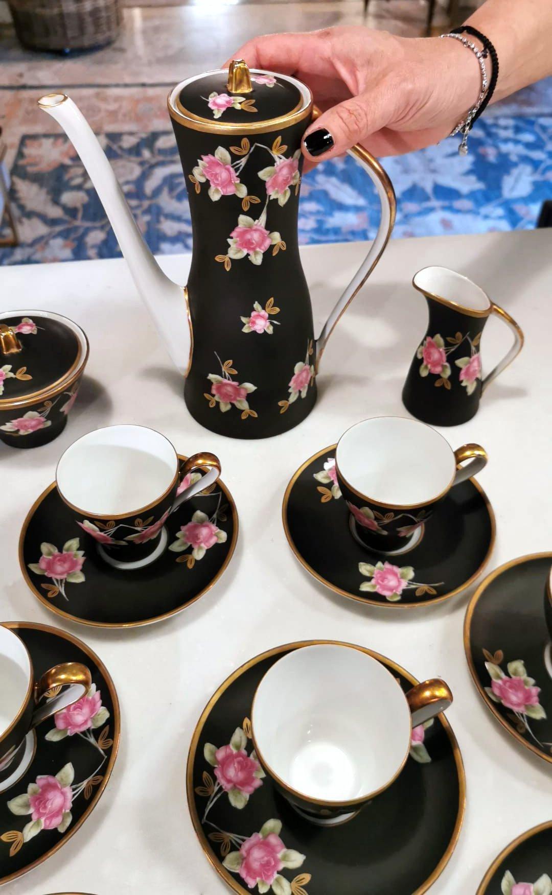 Sevres-Vincennes Vintage French Porcelain Coffee Set For Sale 6