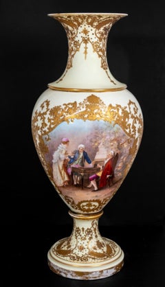 Sevres White Ground Ovoid Porcelain Vase