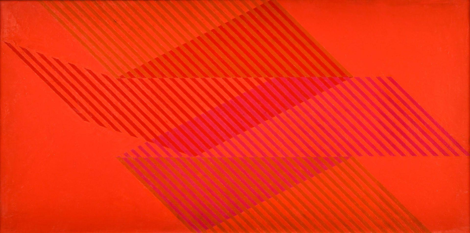 "Rot"  Sewell Sillman, Geometrische Abstraktion, Op Art, Rote farbige Komposition