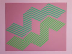 I-S #1 /// Abstract Geometric Sewell Sillman Screenprint Purple Pink Modern Art