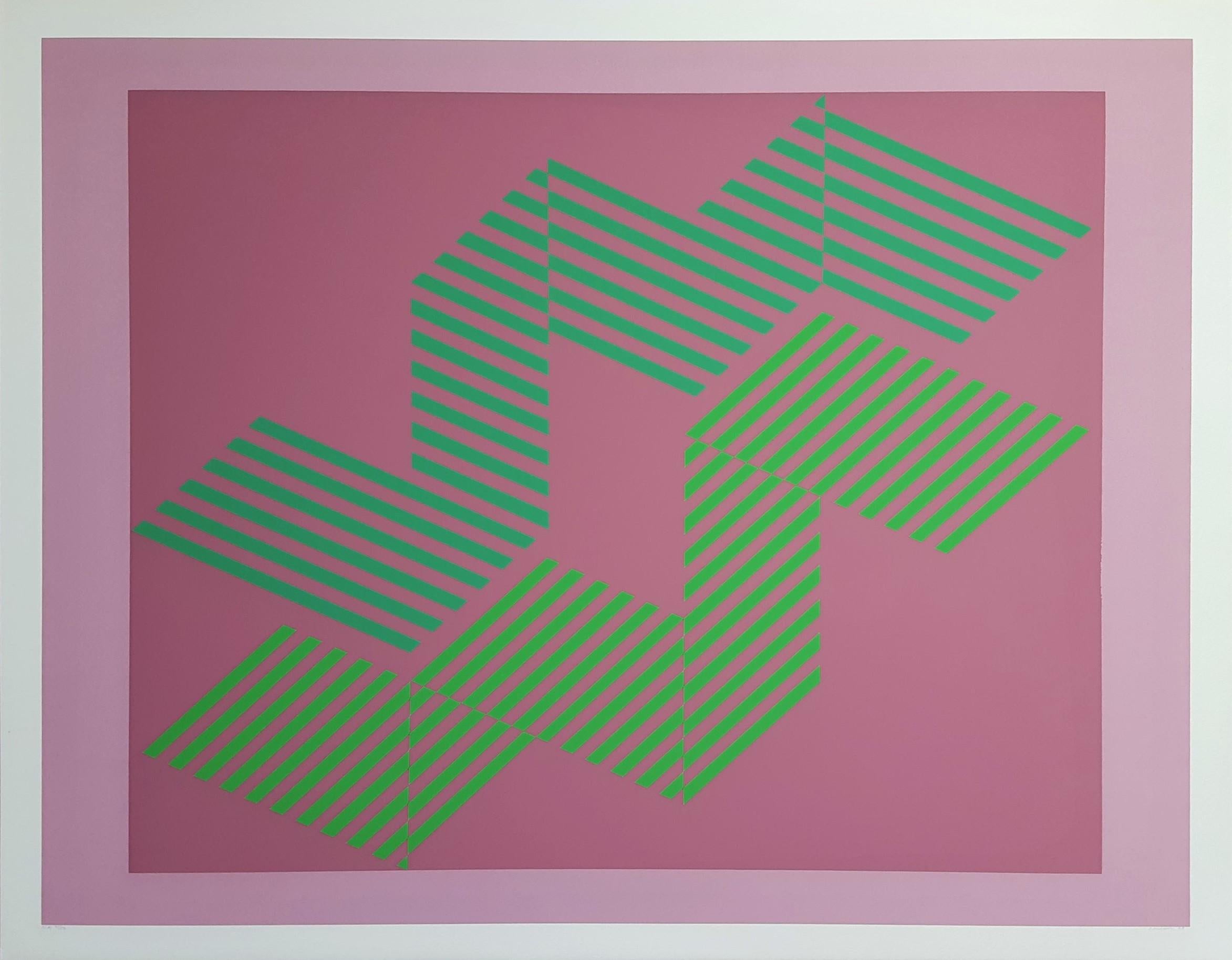 I-S #1 /// Abstrakter geometrischer Sewell Sillman Siebdruck Lila Rosa Moderne Kunst im Angebot 1