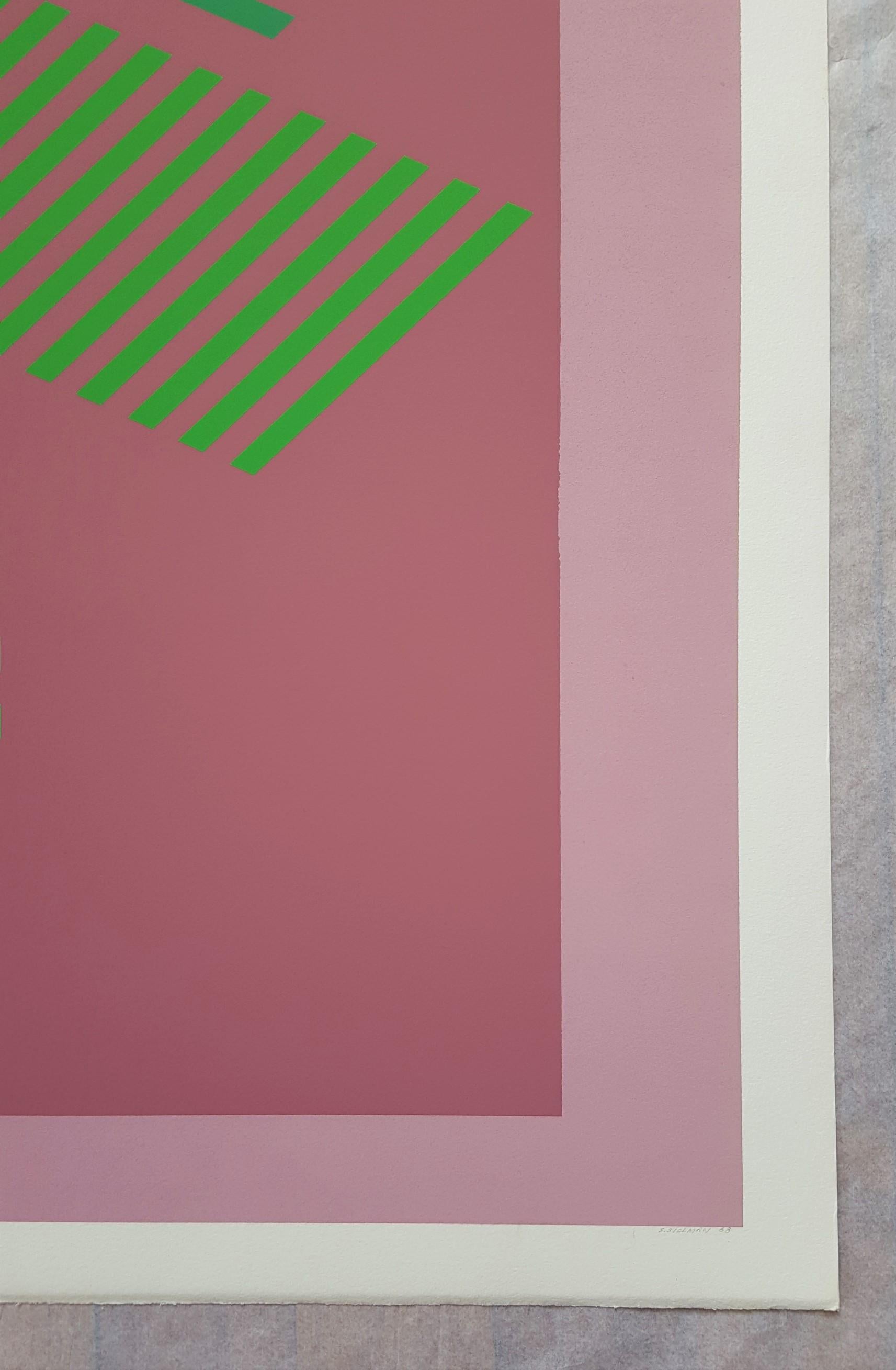 I-S #1 /// Abstrakter geometrischer Sewell Sillman Siebdruck Lila Rosa Moderne Kunst im Angebot 5