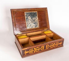 Sewing and Wooden Jewellery Box with Inlaid Inlay