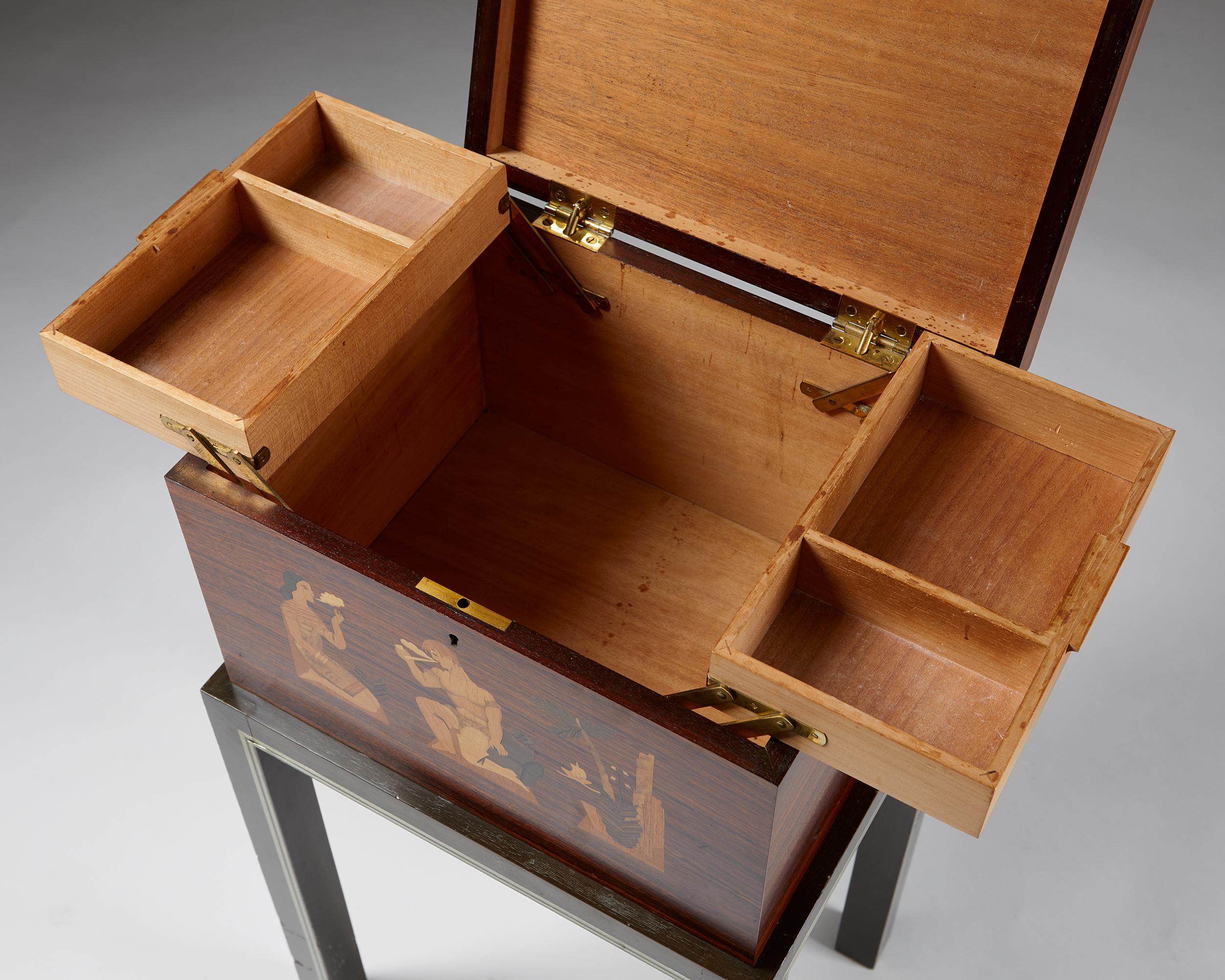 Sewing Box Designed by Birger Ekman for Mjölby Intarsia, Sweden, 1939 1