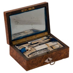 Sewing set. Wood, mirror, metal, textile, etc. Possibly French school, 19th c