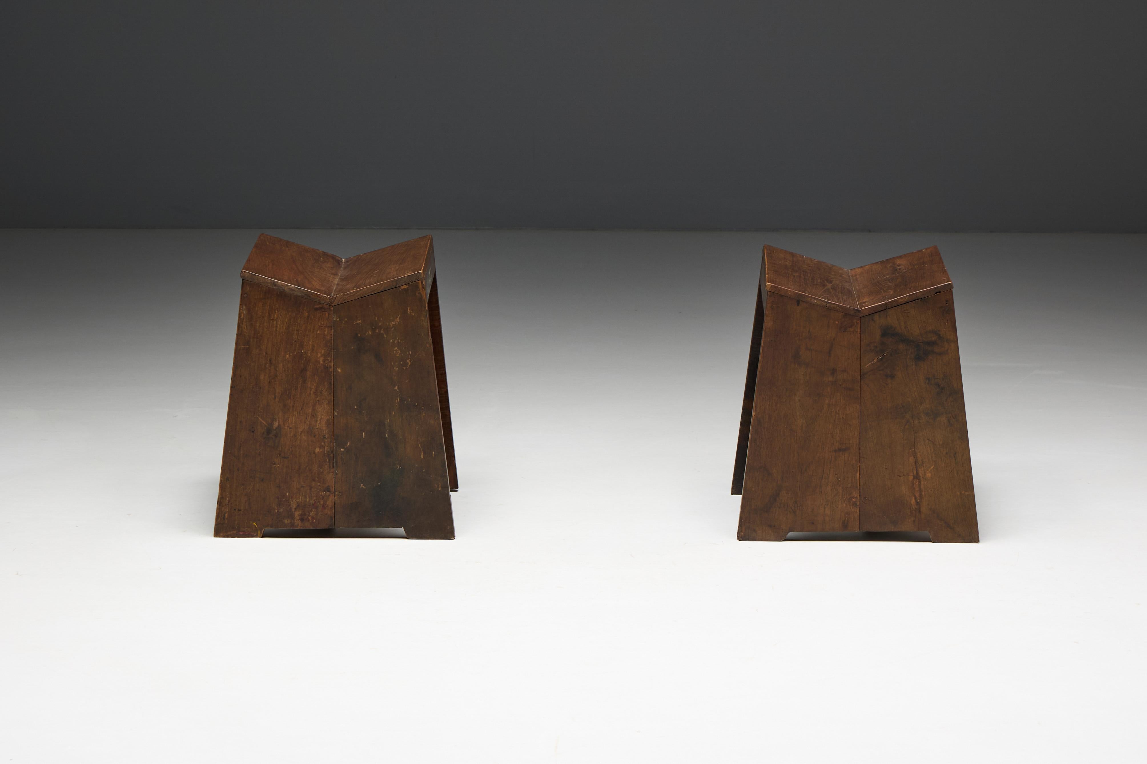 Tabourets à couture PJ-SI-68-A de Pierre Jeanneret, Inde, années 1960 en vente 2