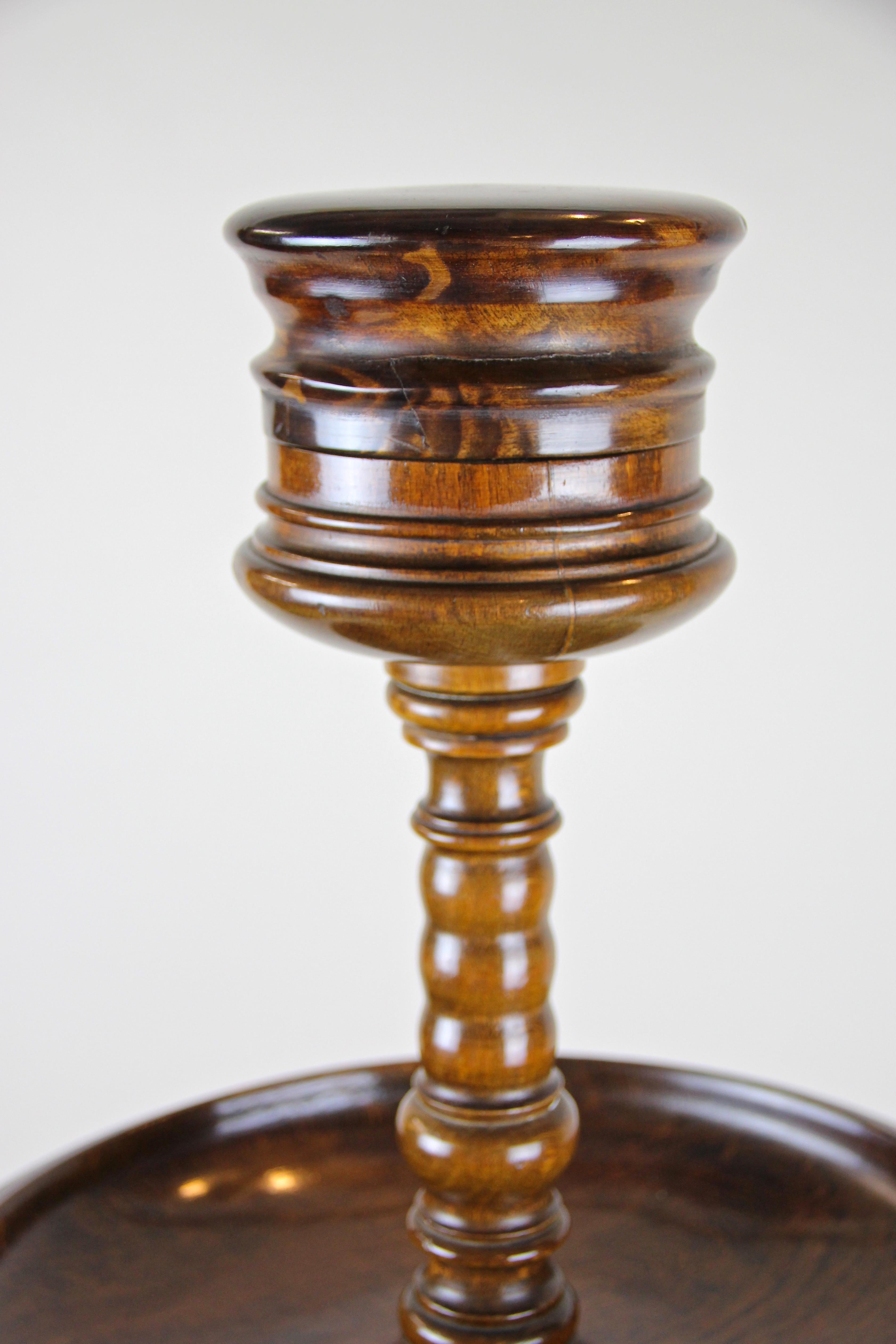 Hand-Carved Sewing Table / Column Historism, Austria, circa 1880 For Sale
