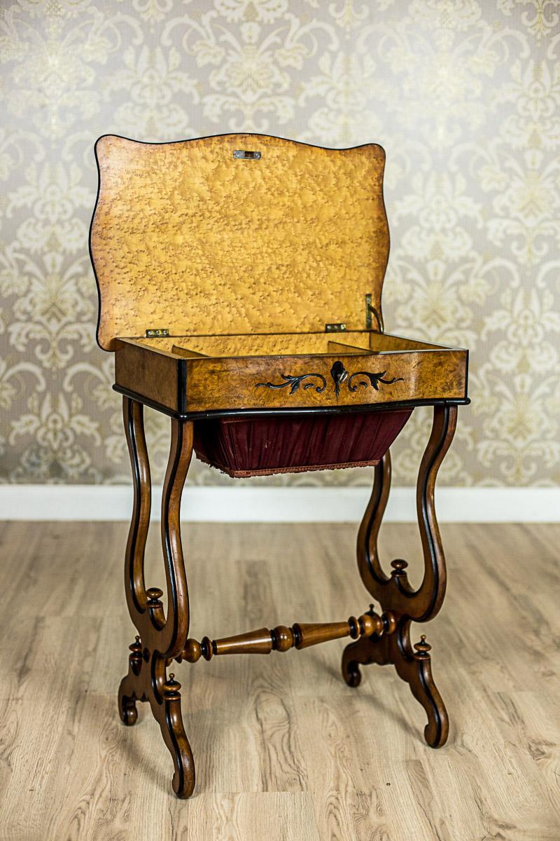 Danish Sewing Table in Birchen Burl, circa 1870 For Sale