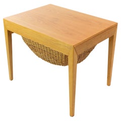Vintage Sewing Table / Side Table, Severin Hansen, Oak, Haslev Furniture Factory, 1957