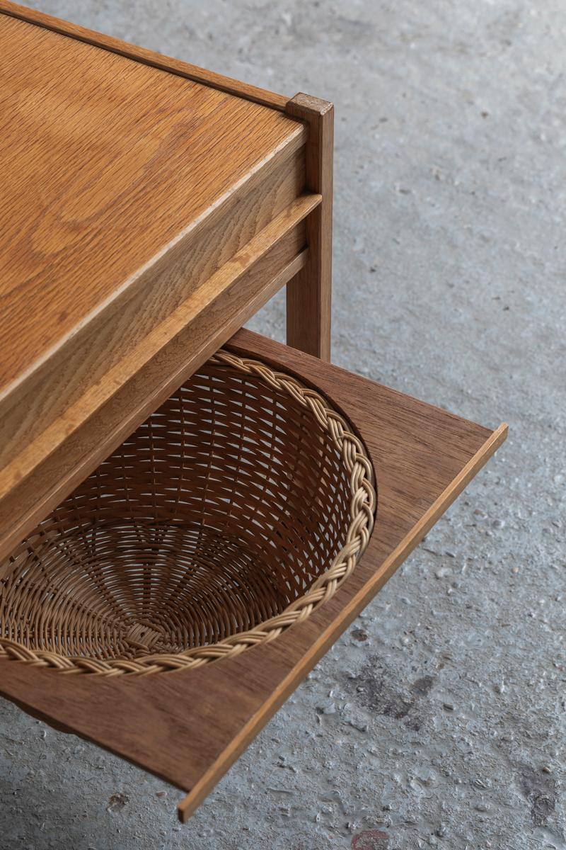Sewing Table with Drawer and Rattan Basket, Denmark, 1960s For Sale 4