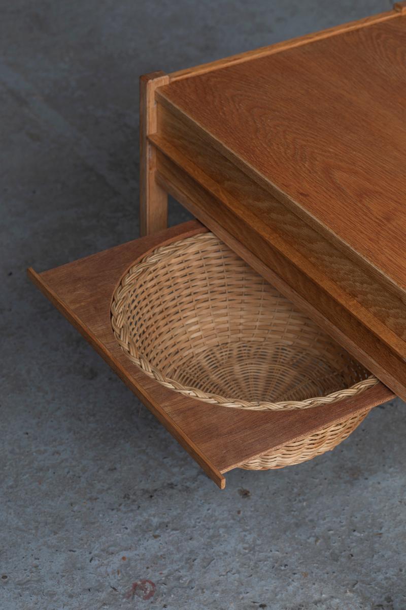 Sewing Table with Drawer and Rattan Basket, Denmark, 1960s For Sale 2