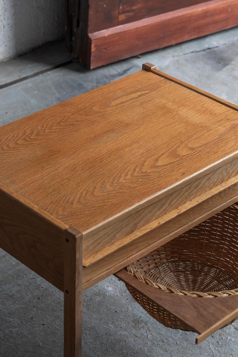 Sewing Table with Drawer and Rattan Basket, Denmark, 1960s For Sale 3