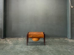Sewing Table with Drawer and Wicker Basket