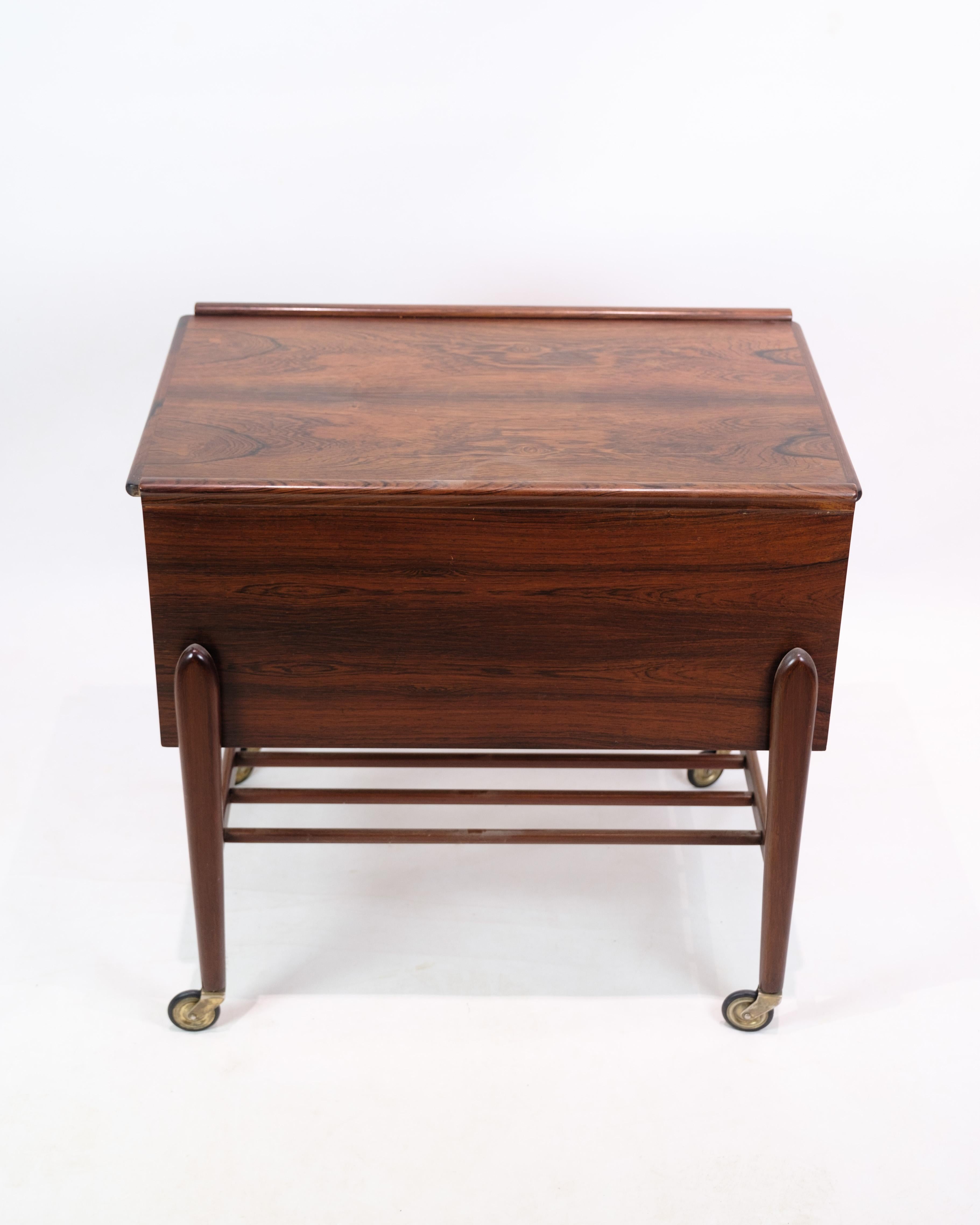 Sewing Table With Wheels & Built-In Drawers Made In Rosewood From 1960s 4