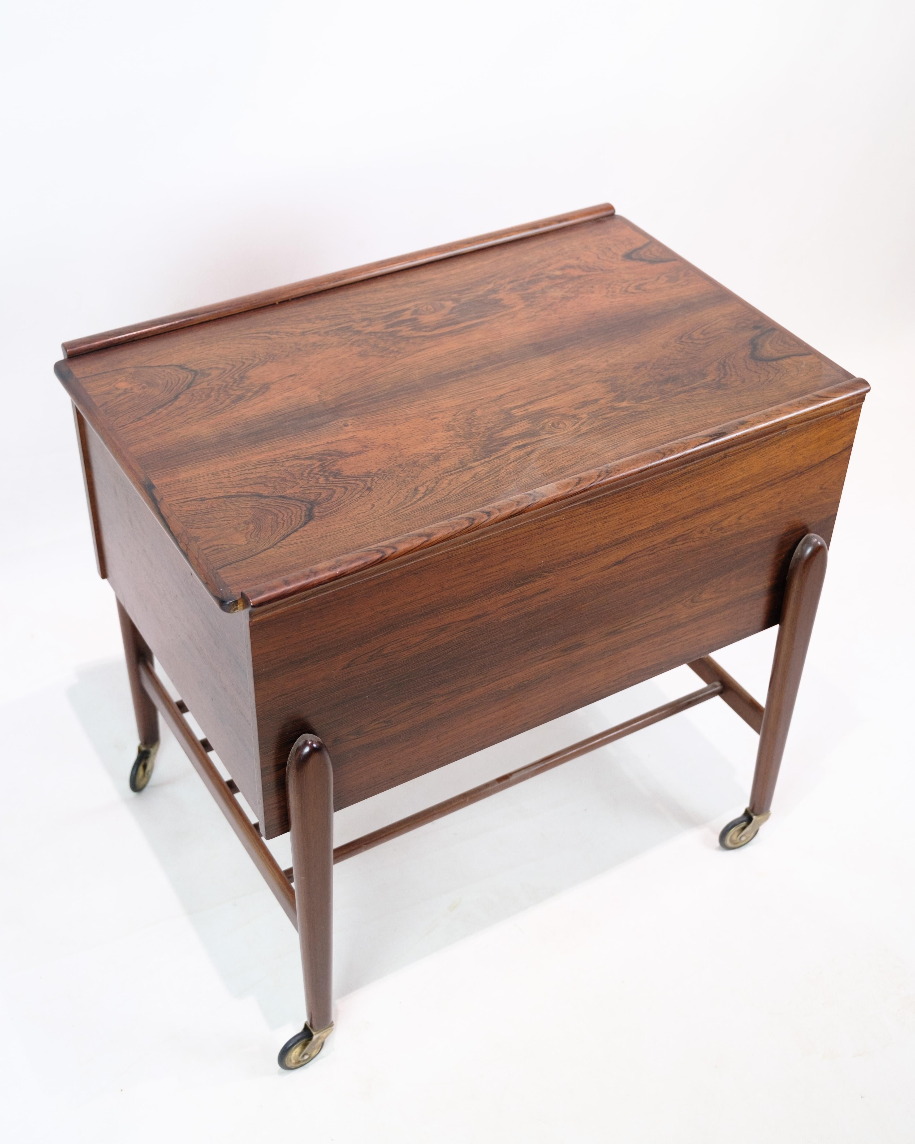 Sewing Table With Wheels & Built-In Drawers Made In Rosewood From 1960s 5